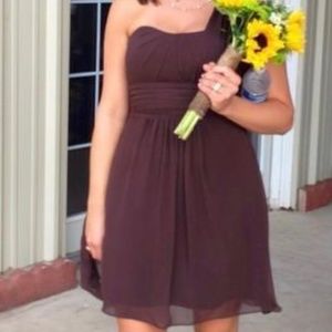 Brown midi bridesmaid dress